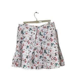 NWT GAP White Red Floral Print Box Pleated Short A-Line Twill Skirt Size 8